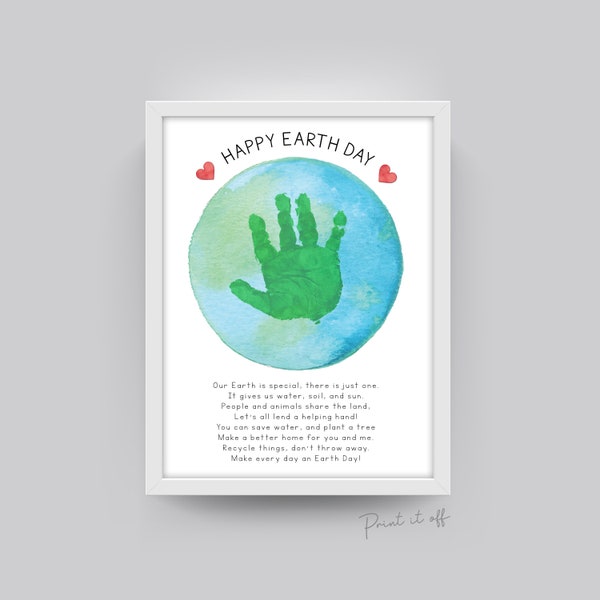 Earth Day Handprint Craft Hand Art / Planet World Poem / Kids Baby Toddler Child / Activity Keepsake Greeting Gift Card / PRINT IT OFF 0457