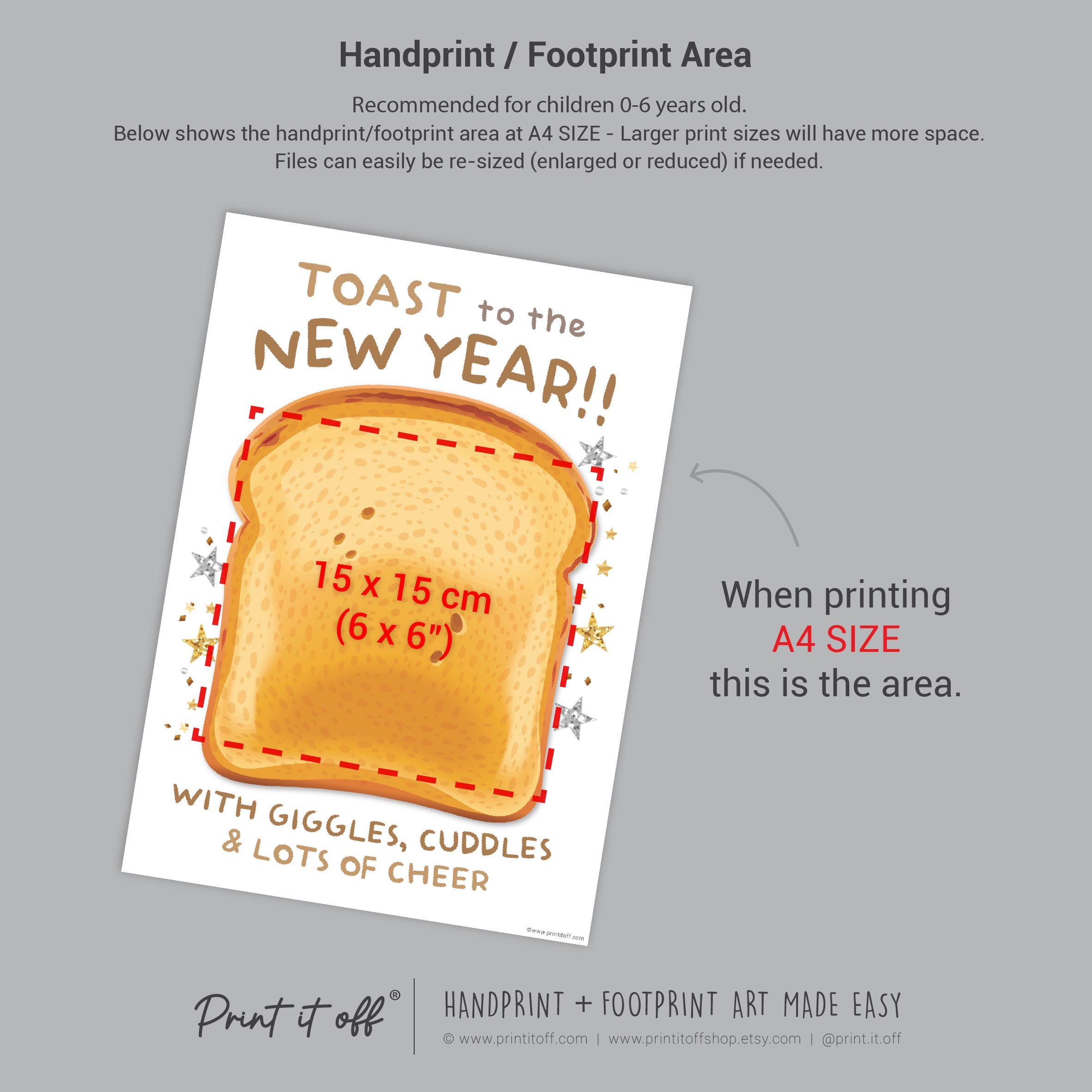Printable Basic Toast Toast Happy New Year - Handprint Footprint Art Craft Printable Keepsake ...