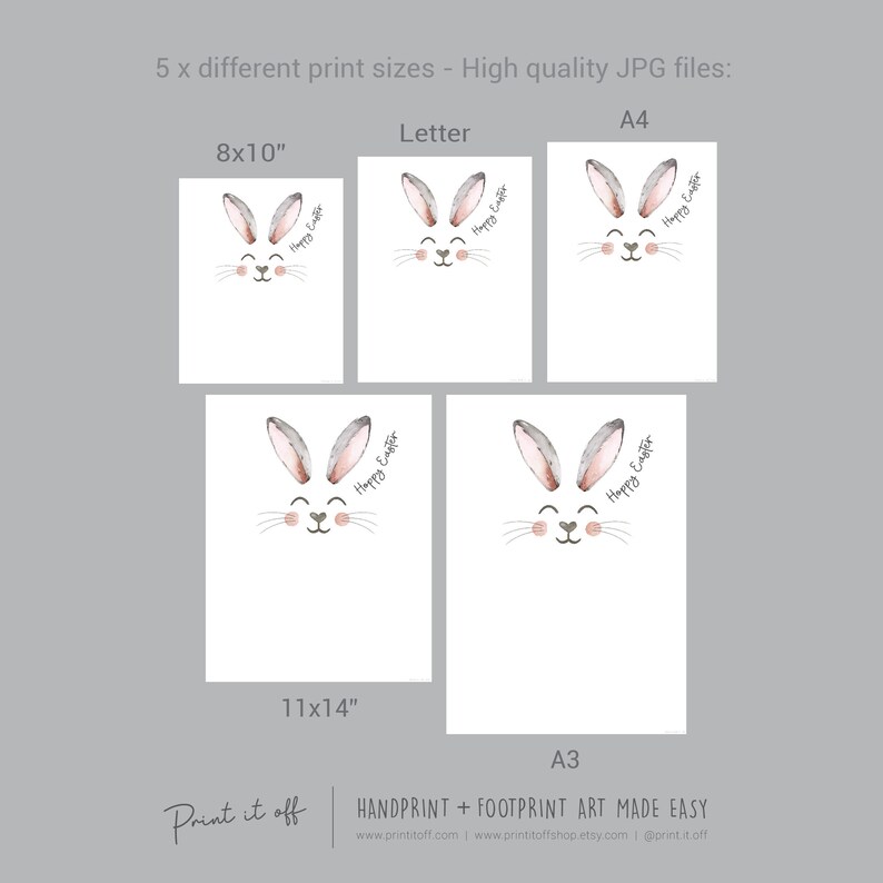 Hoppy Happy Easter Bunny / Footprint Handprint Art / Baby Toddler / Keepsake Memory Craft DIY Card / Print It Off