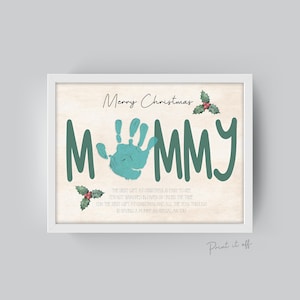 Mummie moeder handafdruk kunstkaart / kerstmis kerst handafdruk ambacht / baby kinderen peuter handen hand / eerste kerstherinnering geheugenafdruk 0353
