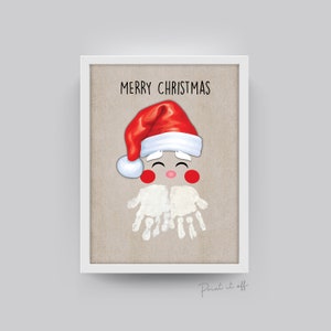 Nikolaus Handabdruck / Merry Christmas First Xmas / Kinder Baby Kleinkind / Weihnachtsmann Bart / Print Geschenkkarte Craft Art Andenken 0097