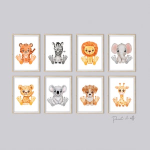 Voetafdruk baby kunstafdrukken / Dierlijke dieren / DIY cadeau ambacht aandenken herinnering kinderkamer muurdecoratie / voet pasgeboren peuter / Print it Off 0872