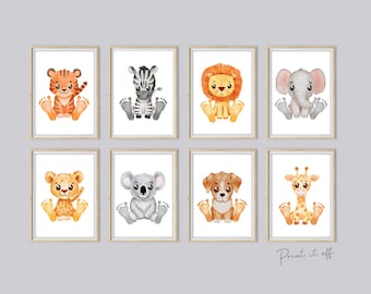 Baby Footprint Art Prints / Animal Animals / DIY Gift Craft Keepsake Memory Nursery Wall Decor / Newborn Toddler Foot / Print it Off 0872