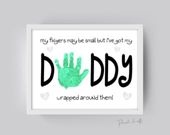 Handprint Art Craft / Daddy Dad / Small Fingers Wrapped Around / Father's Day Birthday / Baby Toddler / DIY Card Memory / Print it off 0488