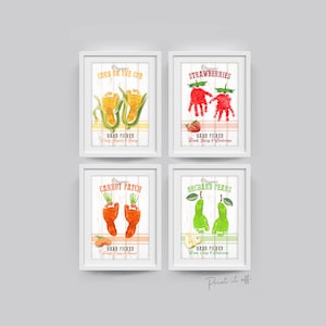 4 x Bauernhof Zeichen Drucke / Handabdruck Fußabdruck Füße Hand Kunst Handwerk / Kinder Baby Kleinkind / Andenken Geschenk Karte Dekor Wand Zeichen / PRINT IT OFF 0568