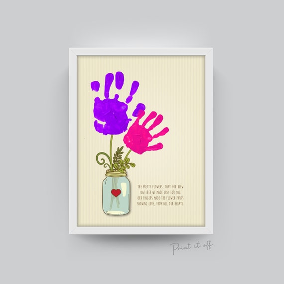 Grandma Gift, Gifts for Grandma From Grandkids, DIY Gift From Kids,  Handprint Art, Mother's Day Gift, Handprint Keepsake 