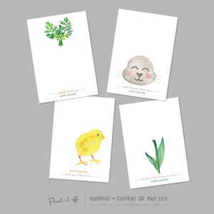 4 x Easter Handprint Footprint Craft Art PACK / Bunny Carrot Chick Flower / DIY Card Baby Kids Hand Foot Wall Printable / Print it Off