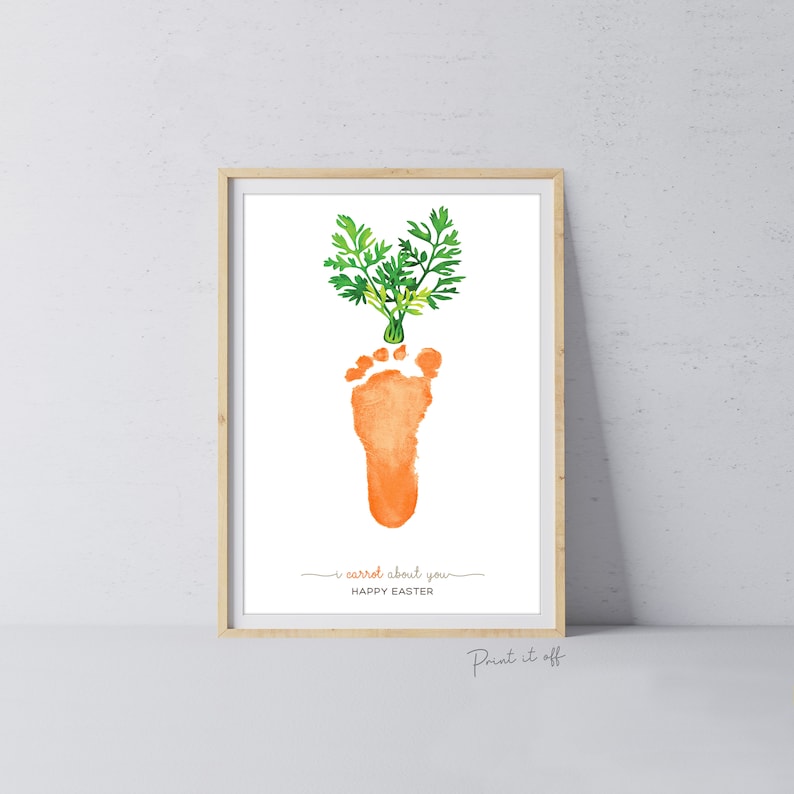 4 x Easter Handprint Footprint Craft Art PACK / Bunny Carrot Chick Flower / DIY Card Baby Kids Hand Foot Wall Printable / Print it Off