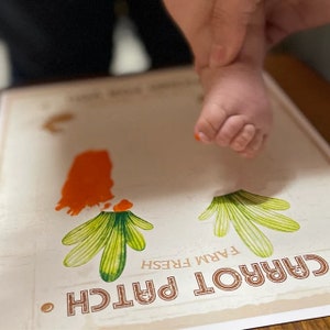 Farm Sign Carrot Patch Easter / Footprint Feet Art Craft / Kids Baby Toddler / Activity Keepsake Gift Card Decor Sign / PRINT IT OFF 0417 image 3