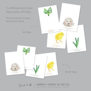 4 x Easter Handprint Footprint Craft Art PACK / Bunny Carrot Chick Flower / DIY Card Baby Kids Hand Foot Wall Printable / Print it Off