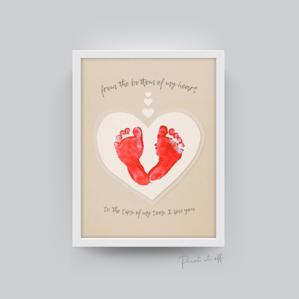 Handprint Art Craft / Bottom of my Heart / Love Valentines Day / Kids Baby Kids Child DIY / Card Gift Memory / Printable Print It Off 0038