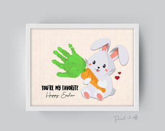 You're my Favorite / Carrot Hand Handprint / Cute Bunny / Happy Easter / Kids Baby Toddler / Keepsake Craft Art DIY Card / Print It Off 0177