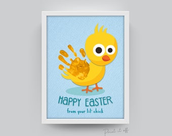 Lil' Chick / Handprint Art / Happy Easter Chicken / Kids Baby Toddler / Activity Keepsake Craft Art DIY Card / Printable Print 0178