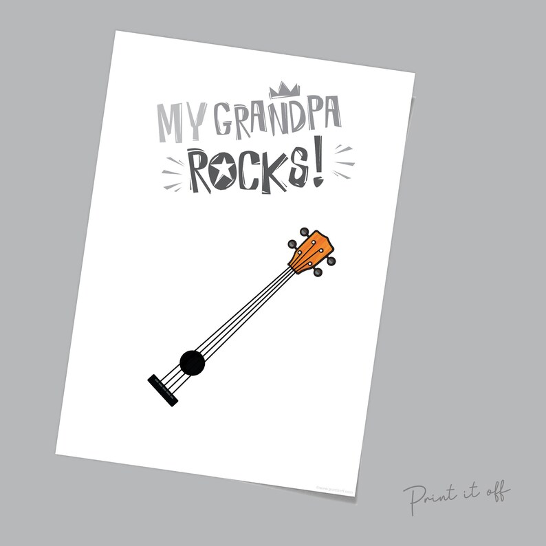 Handprint Art Craft / My Grandpa Rocks Guitar / Father's Day Birthday ...