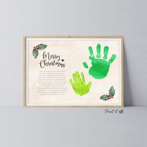 Poème de Noël empreinte de la main, frères et sœurs / travaux manuels d'art de Noël / carte d'impression souvenir souvenir mains pour tout-petits enfants 0376