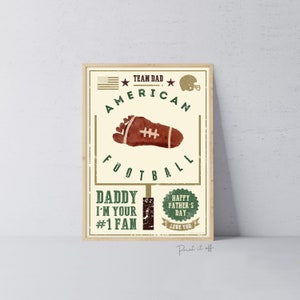 Football americano NFL papà felice festa del papà / impronta del piede artigianato artistico / bambini bambino bambino / carta regalo fai da te ricordo / stampalo 0871