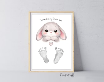 Some Bunny Loves You - Easter Handprint Footprint Art Craft Baby Keepsake Memory - PRINT IT OFF 0997
