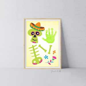 Mexikanische Zuckerskelett Día de Los Muertos Tag der Toten / Handabdruck Hand Halloween Kunst Handwerk / Kinder Baby Aktivität / Print It Off 0789