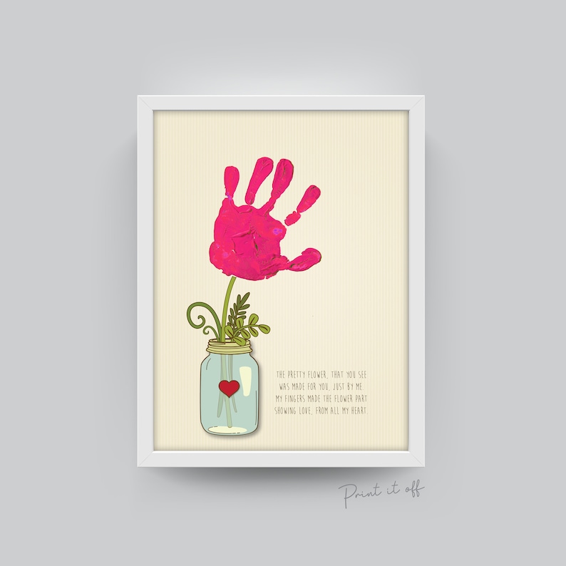 Handprint Art Craft / One Flower Poem / Keepsake Memory Child Baby Kids / Mother's Day Birthday Mom Mum / Gift Card Diy / PRINT IT OFF 0001 