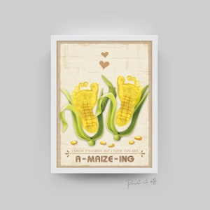 Farm Sign Corn Corncob / Feet Footprint Art Craft Activity Valentine&#39;s / Kids Baby Toddler / Gift Card Decor / PRINT IT OFF 0505
