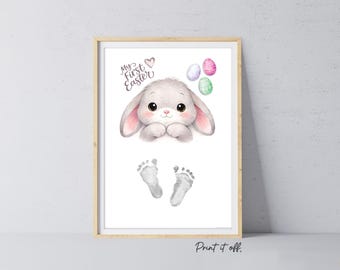 First 1st Easter Bunny - Handprint Footprint Art Craft Baby Keepsake Memory Template - PRINT IT OFF 0995