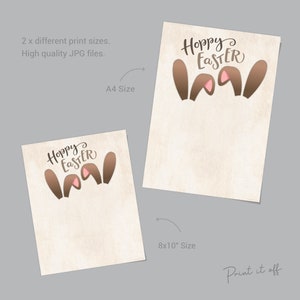 Hoppy Easter 2 x Bunny Brown / Footprint  Art / Siblings Foot Feet / Kids Baby Toddler / Activity Craft Gift Diy Card / PRINT IT OFF