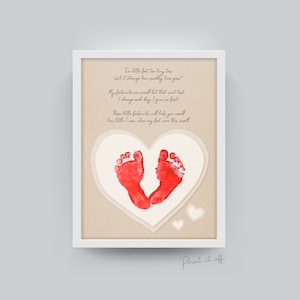 Voetafdrukgedicht / Twee voeten, tien kleine tenen / Valentijnsdag / Voeten hart liefde / Handafdruk DIY Craft Card Art Baby Kids / Afdrukken 0387