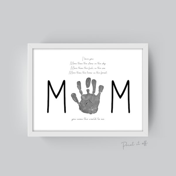 You Mean The World To Me / Mother's Day Poem / Mom Mum / Handprint Art / Kids Baby Toddler / Keepsake Art Craft DIY Gift Card Print 0207