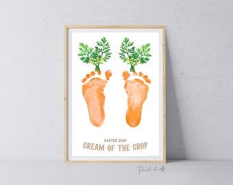 2024 Easter Cream of Crop Carrot Carrots / Footprint Feet Foot Art Craft / Kids Baby Toddler / Keepsake DIY Card / Print It Off 0845