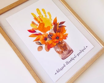 Thanksgiving Handprint Footprint Craft Bundle, Thanksgiving Handprint Art, DIY Craft for Kids Baby Toddler, Memory Keepsake, Printable