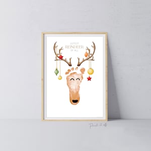 Empreinte de renne le plus mignon de tous / Artisanat d'art d'empreinte de pas de Noël de Noël / pied de bébé enfant en bas âge / carte d'impression de cadeau de souvenir IMPRIMEZ-LE 0611