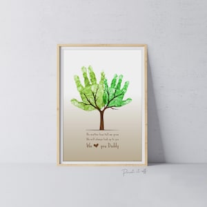 Quelle que soit notre taille / Artisanat d'art empreinte de main d'arbre / Fête des pères, papa, papa / enfants, bébé, souvenir, carte d'impression, cadeau imprimable 0024