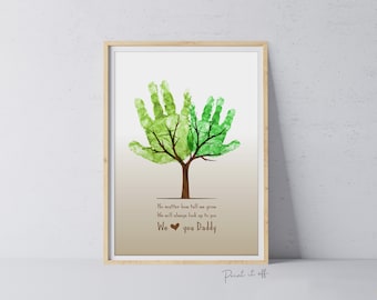 No Matter How Tall We Grow / Tree Handprint Art Craft / Fathers Day Daddy Dad / Kids Baby Toddler Keepsake / Print Card Gift Printable 0024