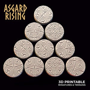 Dwarven Themed 25mm Round Base Set - Asgard Rising - Wargaming D&D DnD