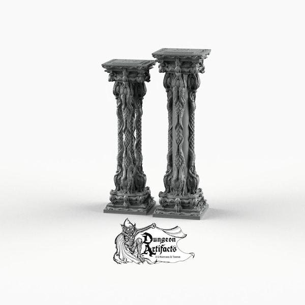 Ornate Necro Pillars - Printomancer3D Printomancer Miniatures Wargaming D&D DnD Pathfinder