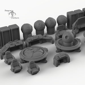 Sci-Fi Headquarters Set - 28mm 32mm Dragon&#39;s Rest HQ Wargaming Terrain Scatter D&D DnD Pathfinder furniture furnishings