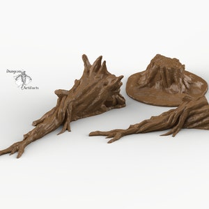 Gnarly Tree Stumps and Logs - 15mm 28mm 32mm Winterdale Clorehaven Goblin Grotto Wargaming Tabletop Scatter Terrain D&D DnD