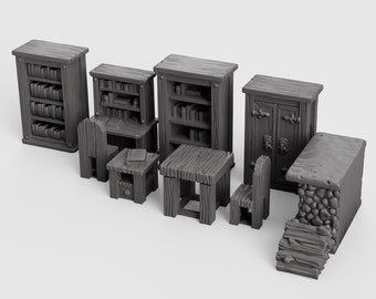 Dragonlock Ultimate Furnishings - The Study Set 28mm 32mm Wargaming Terrain