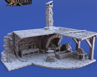 Smitty Blacksmith 28mm 32mm Wightwood Abbey Wargaming Terrain D&D DnD Pathfinder SW Legion