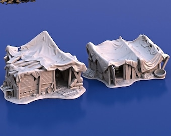 Beggar&#39;s Hovels - 28mm 32mm Wightwood Abbey Wargaming Tabletop Scatter Miniatures Terrain