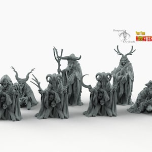 Witches Coven - Print Your Monsters - Resin Miniatures Wargaming D&D DnD Pathfinder Mini Monster Druid