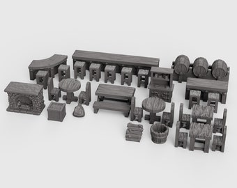 Bar Set - Dragonlock Ultimate Furnishings 28mm 32mm Wargaming Terrain D&D, DnD