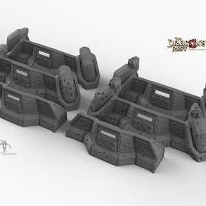Sci-Fi Defence Barrikaden - 15mm 28mm 32mm Dragon&#39;s Rest Wargaming Terra Scatter D&D DnD Pathfinder