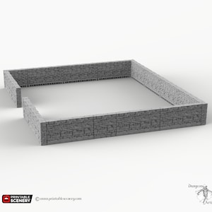 Modular City Walls - Clorehaven Schist Walls -  28mm 32mm Wargaming Terrain Scatter Dungeon