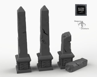 Egyptian Obelisks - 15mm 28mm 32mm 42mm Empire of Scorching Sands Wargaming Terrain D&D DnD Pathfinder