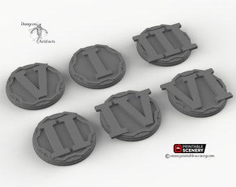 Roman Numeral Markers for Gaming - Board Games D&D DnD Wargaming Pathfinder Counters Numbers