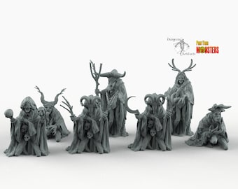 Witches Coven - Print Your Monsters - Resin Miniatures Wargaming D&D DnD Pathfinder Mini Monster Druid