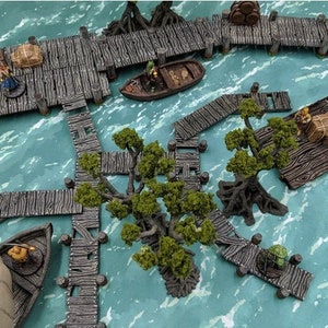 Depths of the Savage Atoll - Docks and Bridges 15mm 28mm 32mm Wargaming Terrain
