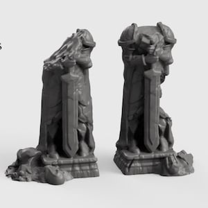 Ruined Wintertide Statues - 15mm 28mm 32mm Wilds of Wintertide Wargaming Terrain