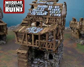 Ruined Gatehouse West Wing - Shadowfey Ruins 15mm 20mm 28mm 32mm 37mm Wargaming Terrain D&D DnD Pathfinder Ruins Ruin